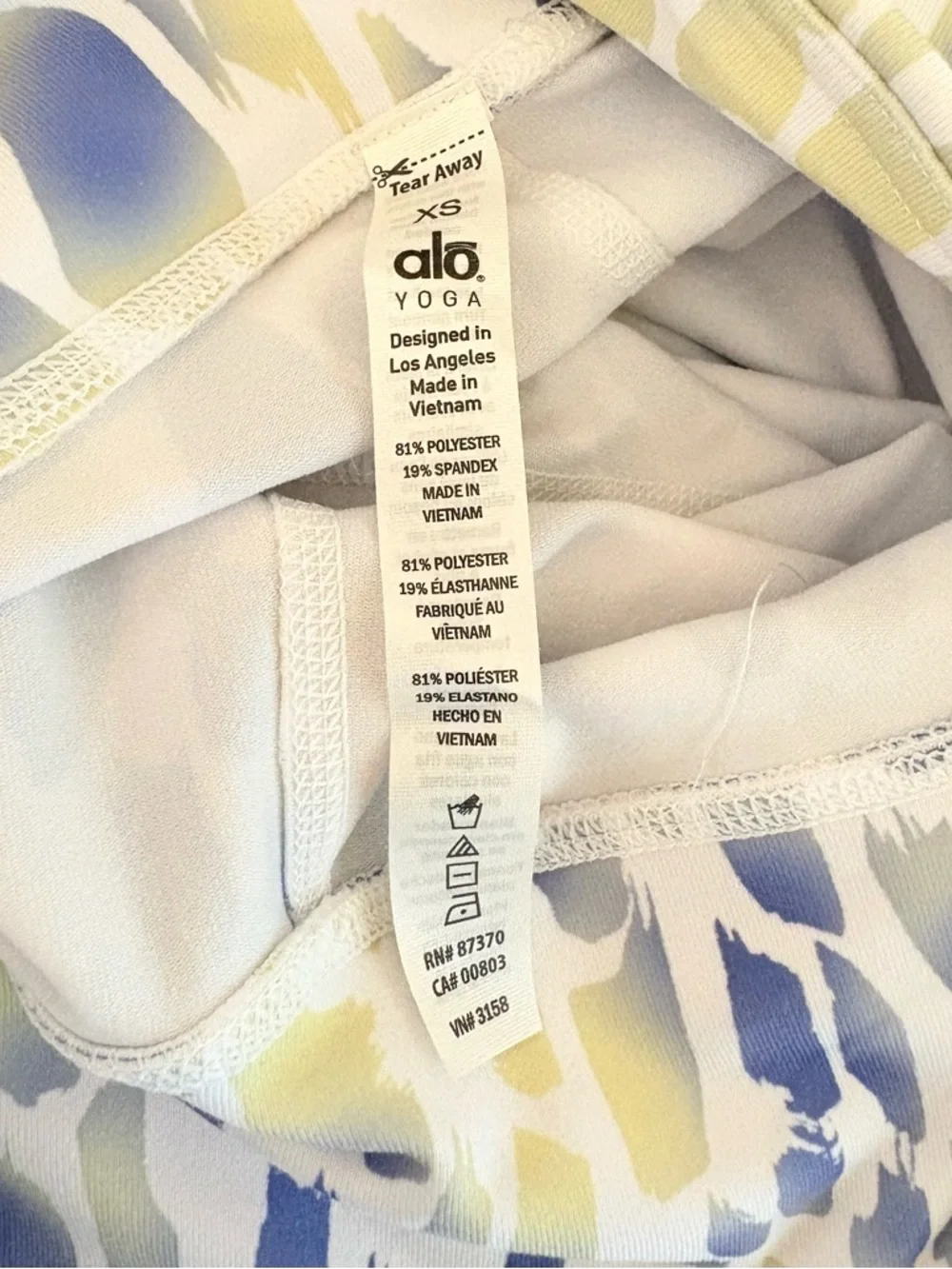 Alo Yoga Airbrush Yellow Blue Cheetah Leggings XS High Waist Full Length